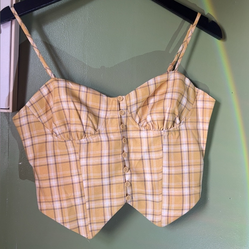 Forever 21 Plaid Bustier Crop Top Cami